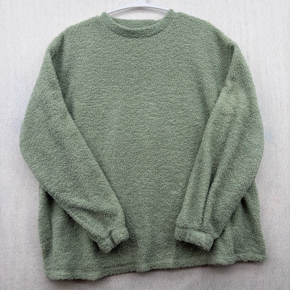 ASOS Design Maternity Borg Fleece Sweatshirt Sage Green US 8 Crew Neck Pullover